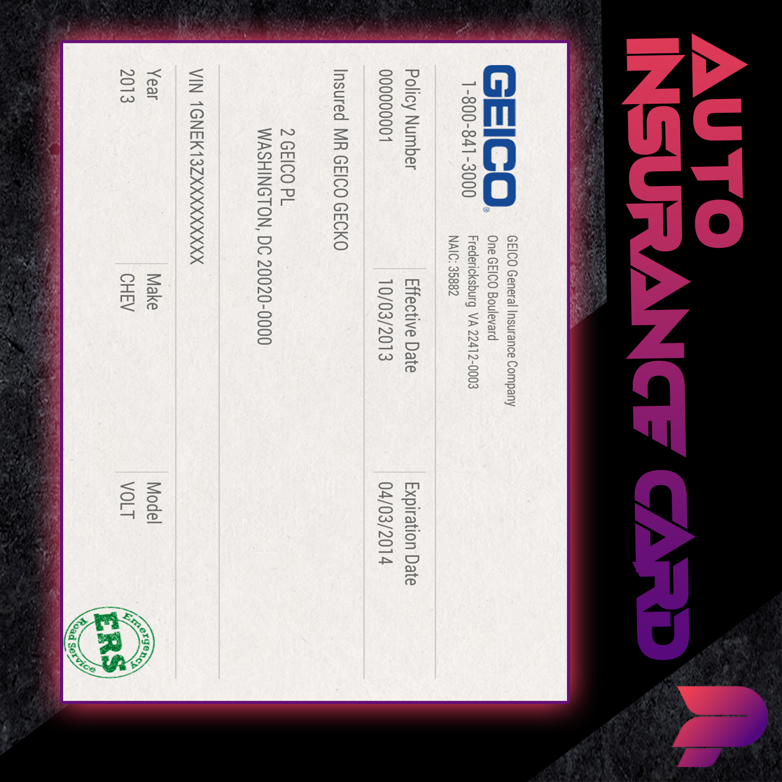 Auto Insurance Card