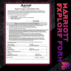Marriott Explore Discount Form