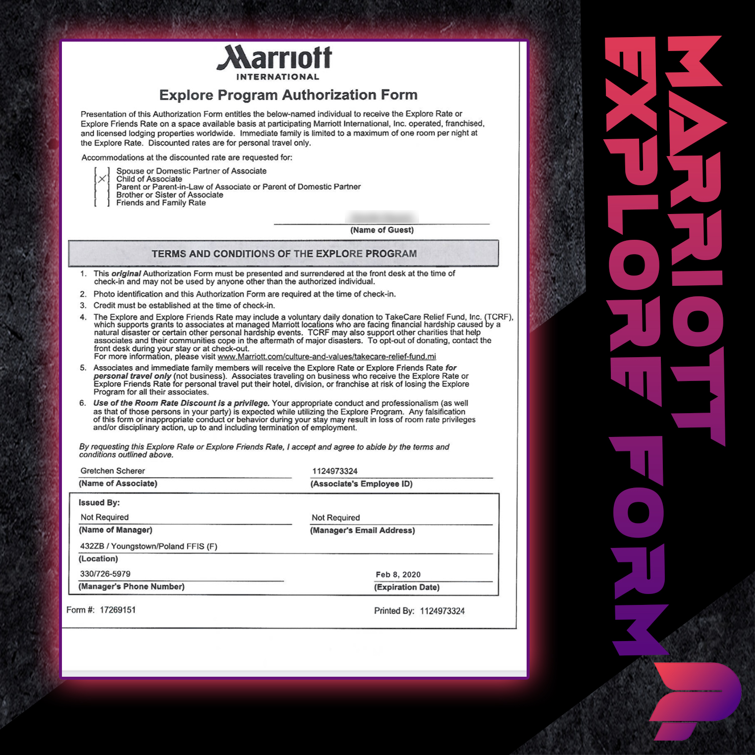 Marriott Explore Discount Form
