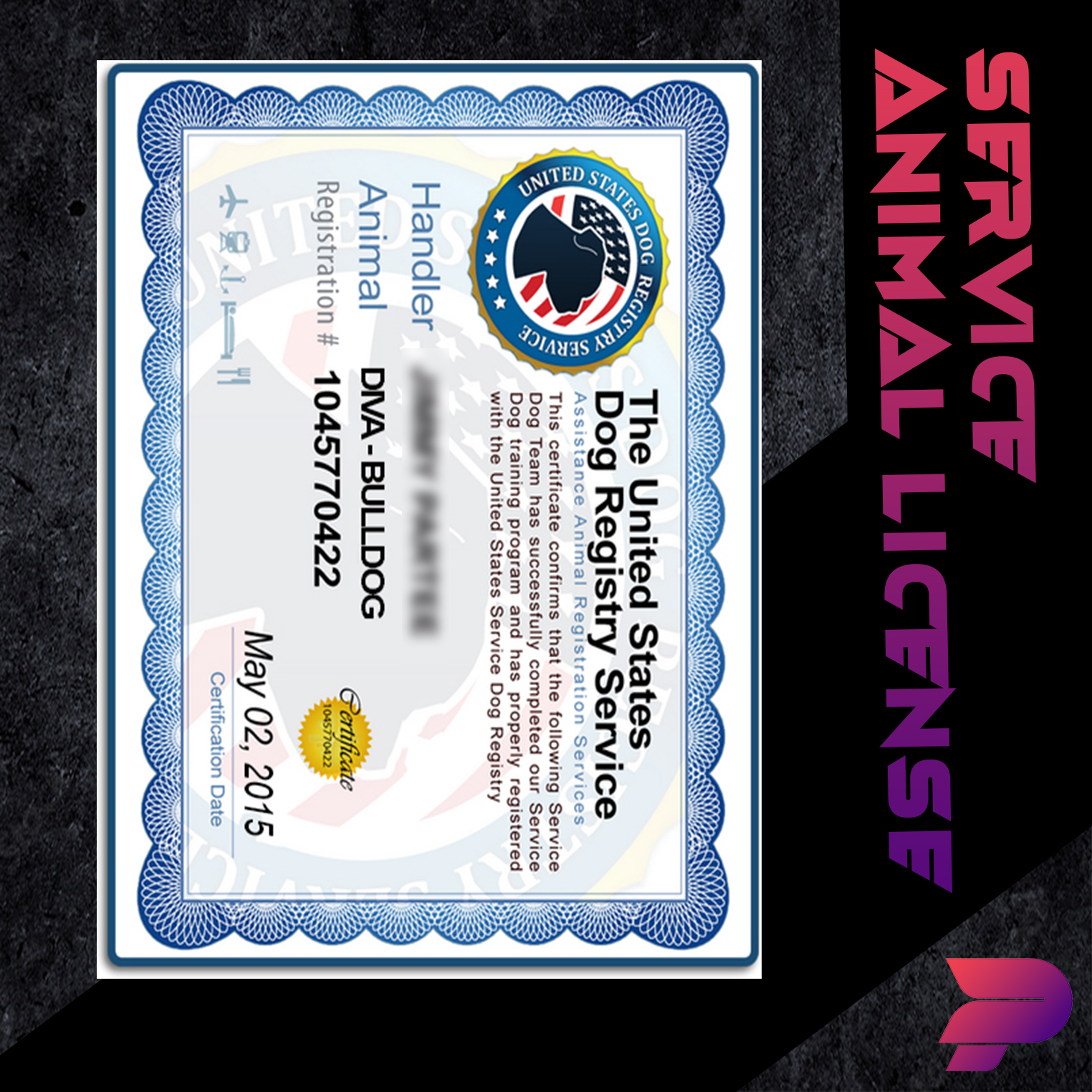 Service Animal License + Registry Card