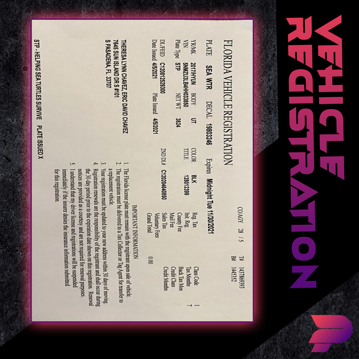 Vehicle Registration (Any State)